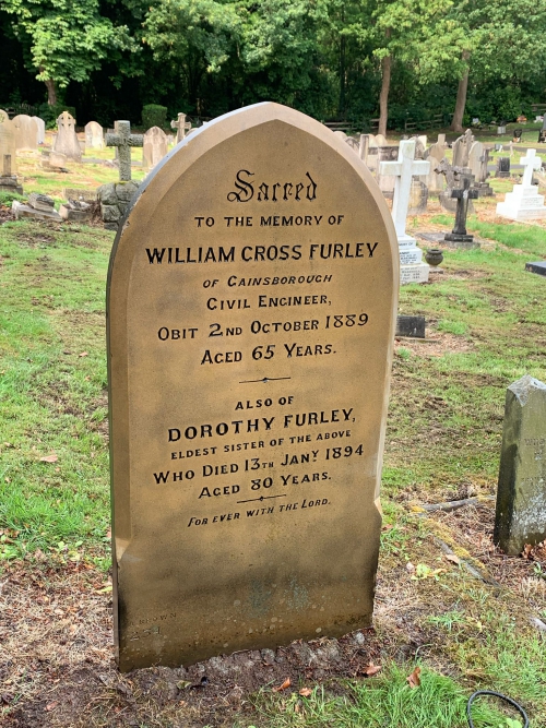 The restored headstone of William Cross Furley